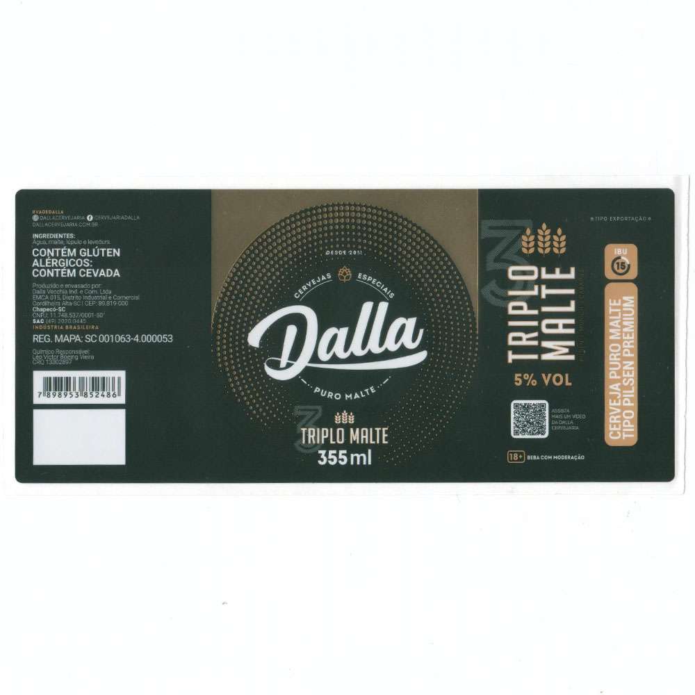 Cervejas Especiais Dalla - Triplo Malte 355ml
