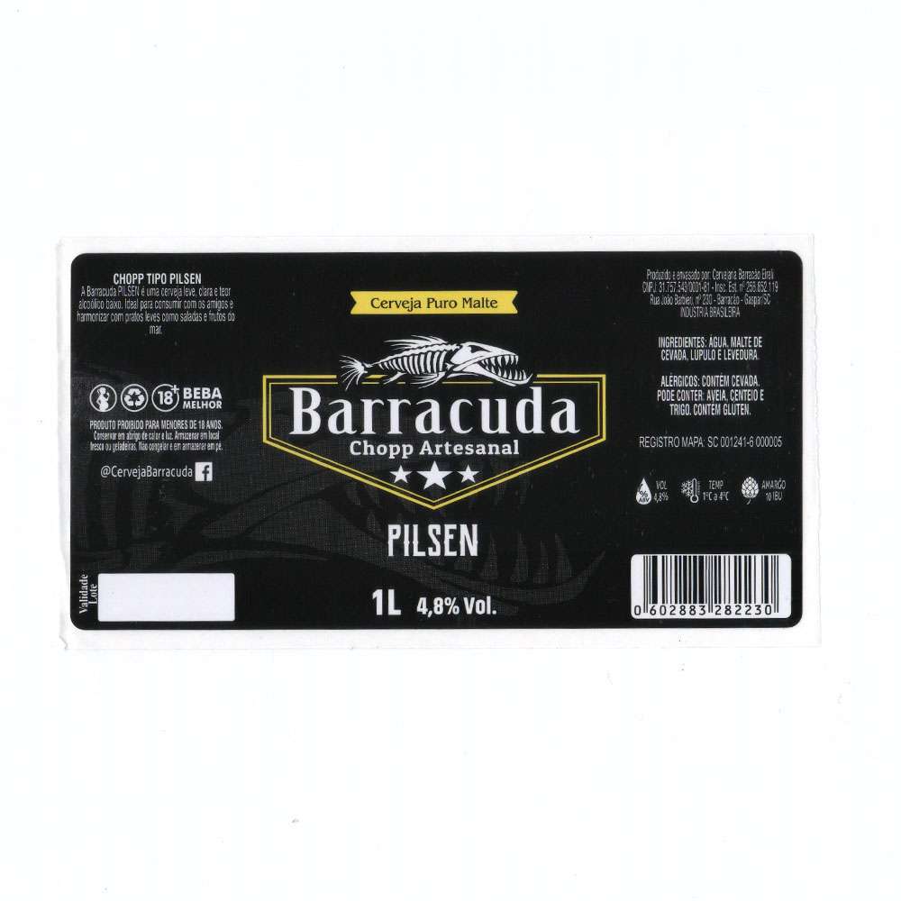 Barracuda Chopp Artesanal - Pilsen 1L