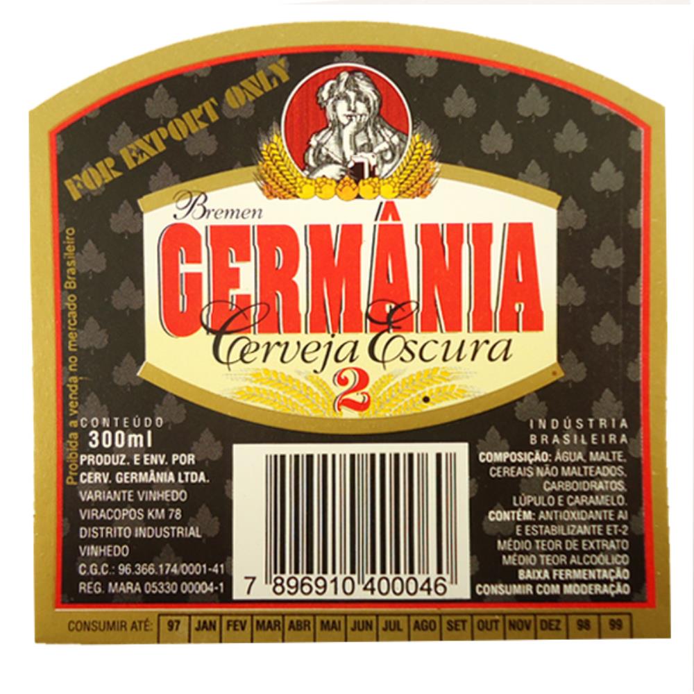 Germânia Cerveja Escura 2 For Export Only 300 ml