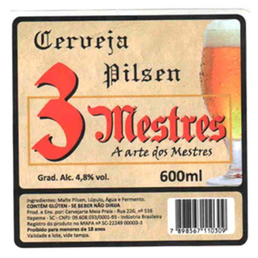 3 MESTRES Cerveja Pilsen 600ML