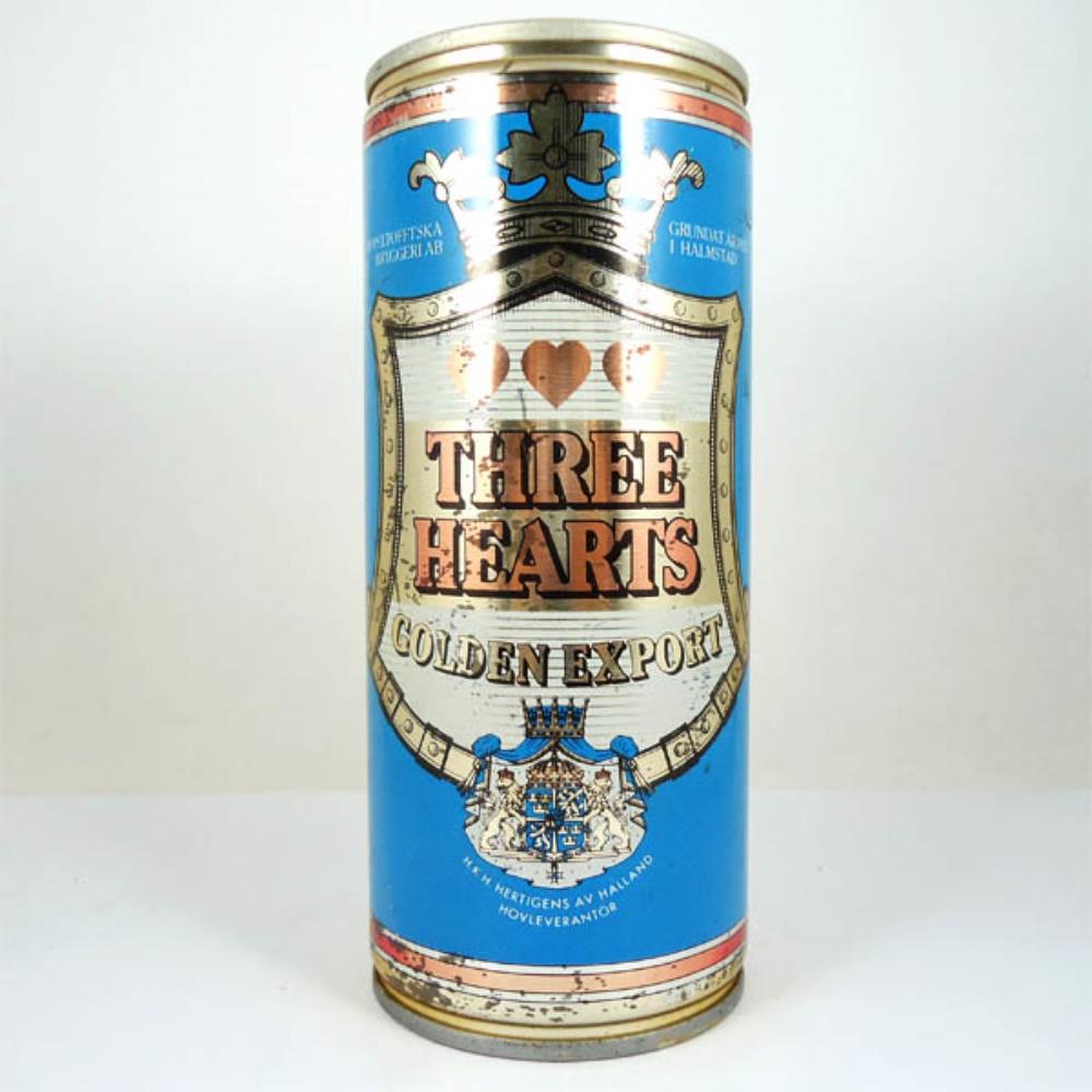 Lata de cerveja Suécia Three Hearts Golden Export 