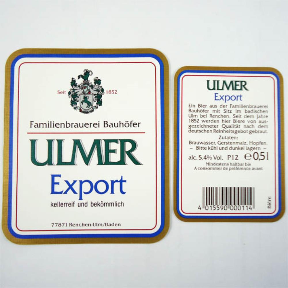 Rótulo de Cerveja Alemanha Ulmer Export 500ml