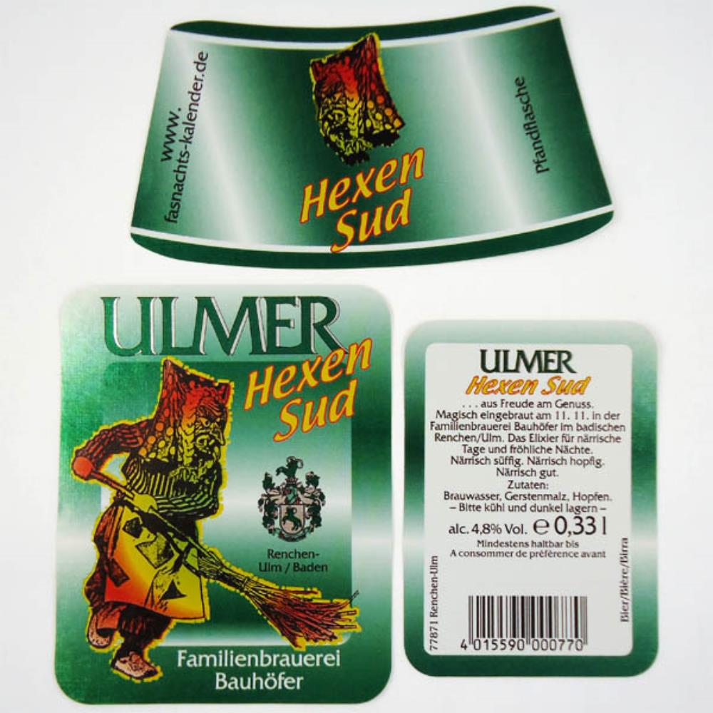 Rótulo de Cerveja Alemanha Ulmer Hexen Sud