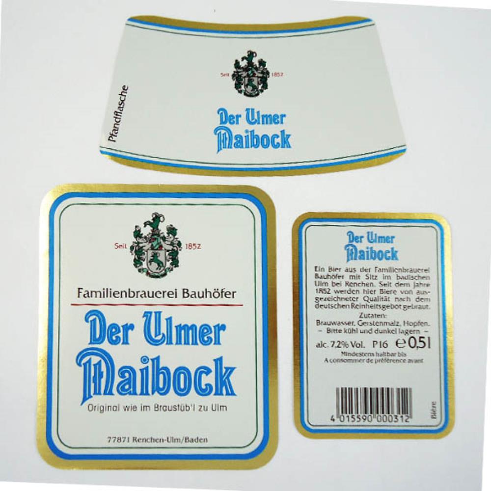 Rótulo de Cerveja Alemanha Ulmer Maibock