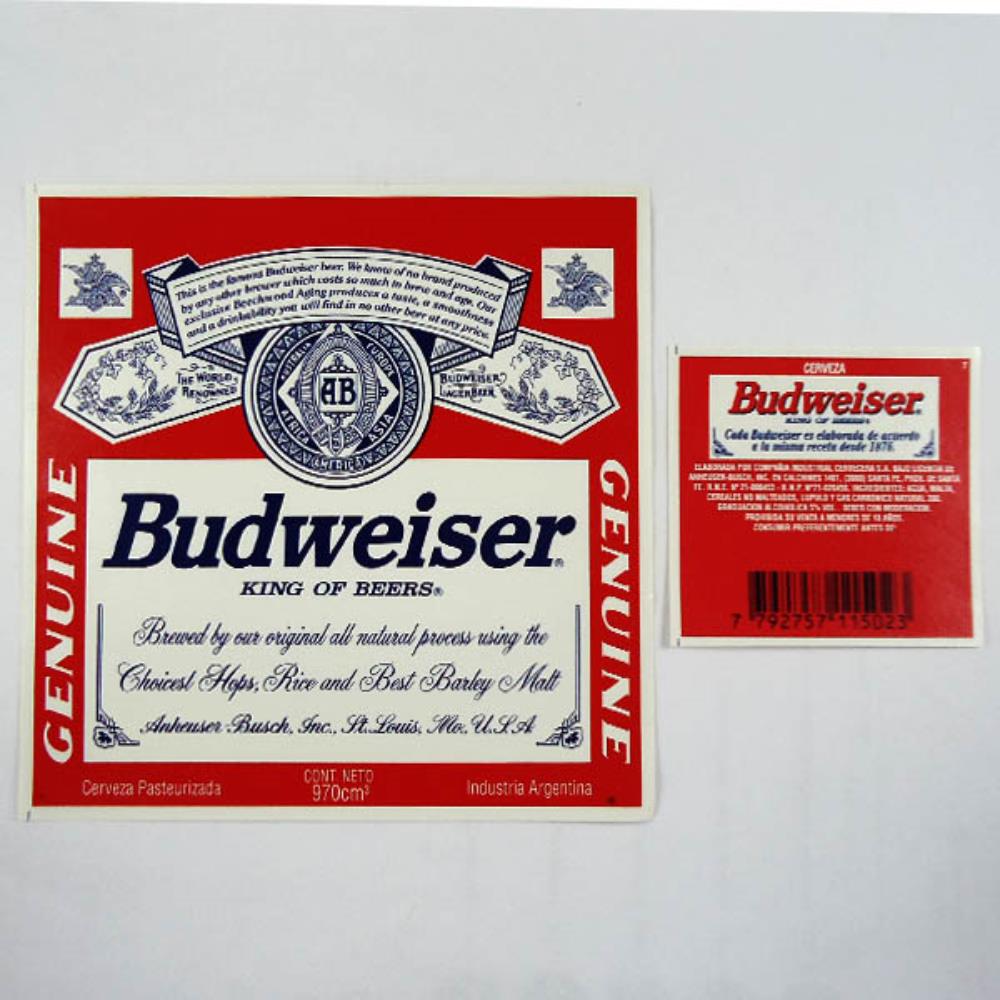 Rótulo de Cerveja Argentina Budweiser 970cm³