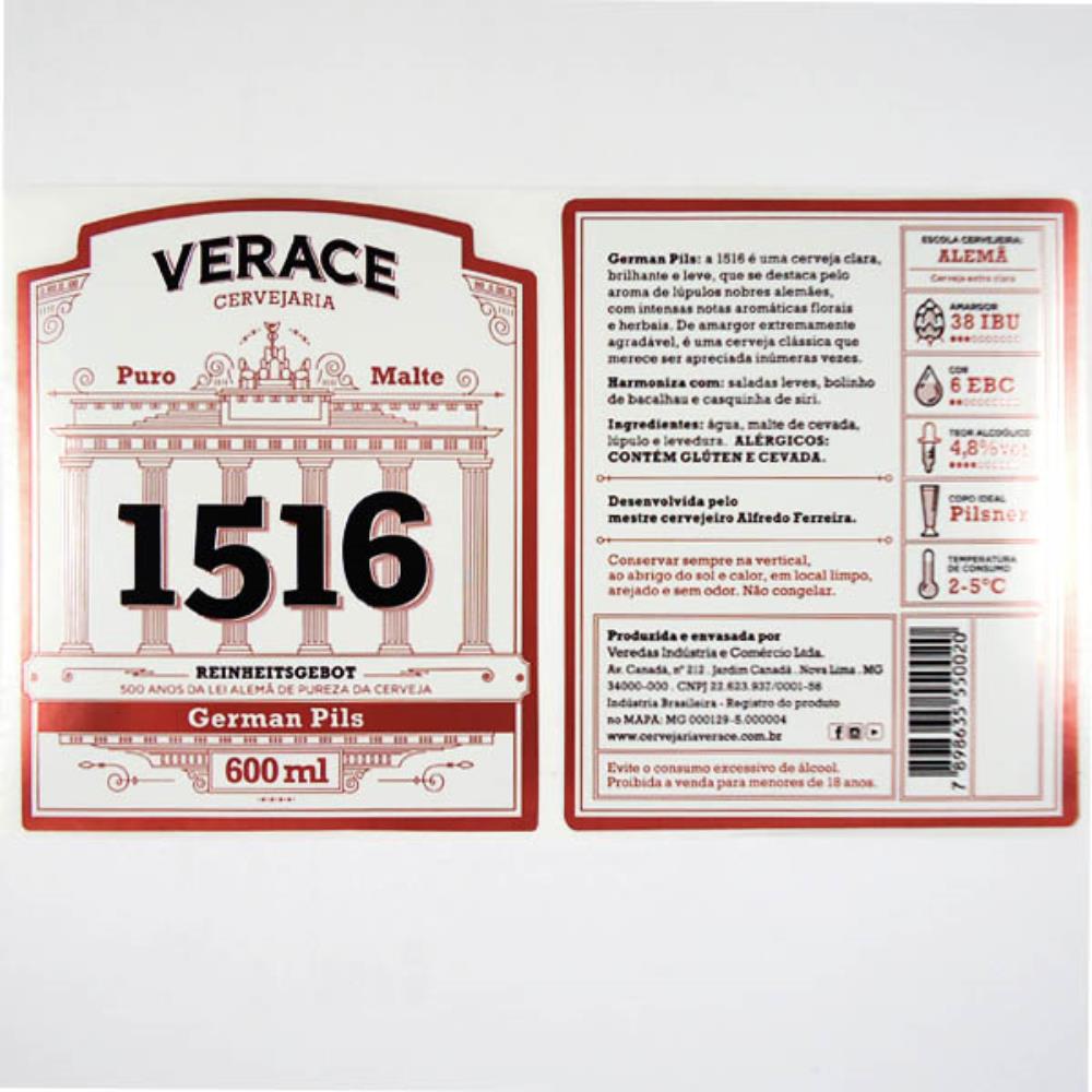 Verace 1516 German Pils 600ml