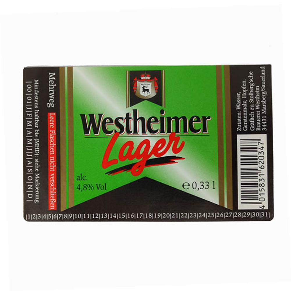 Rótulo de Cerveja Alemanha Westheimer Lager