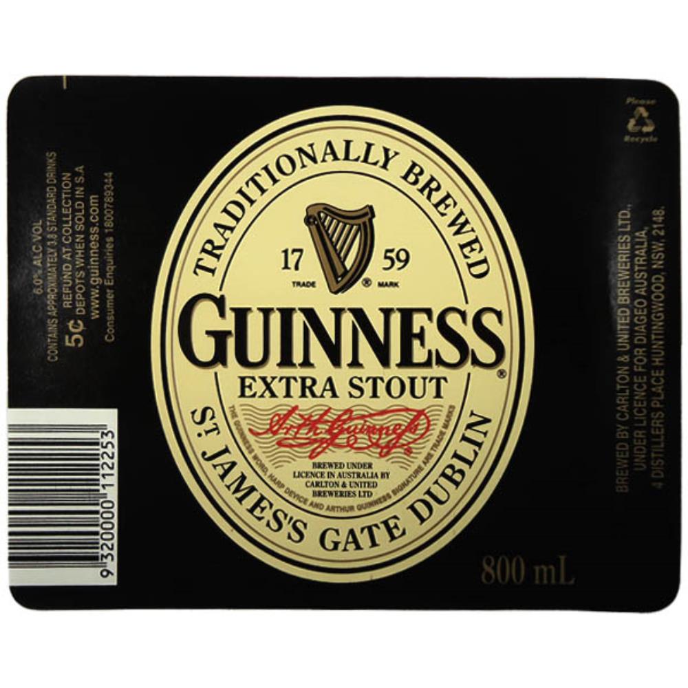 Rótulo de Cerveja Austrália Guinness Extra Stout 8