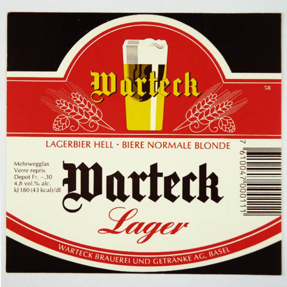 Rótulo de Cerveja Suíça Warteck Lager