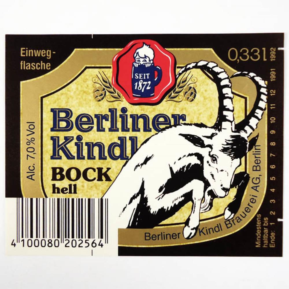 Rótulo de Cerveja Alemanha Berliner Kindl Bock Hel