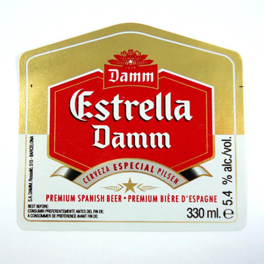 Rótulo de Cerveja Espanha Damm Estrella Damm Espec