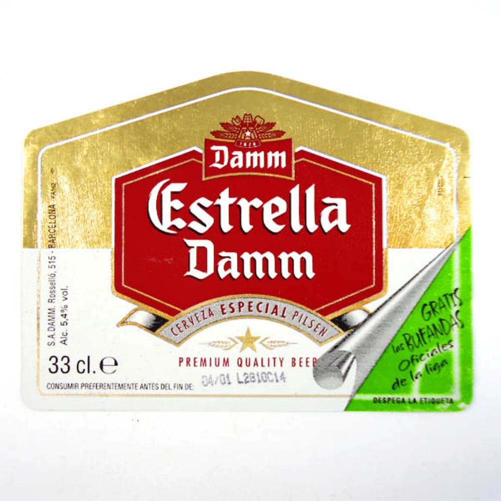 Rótulo de Cerveja Espanha Damm Estrella Damm Grati
