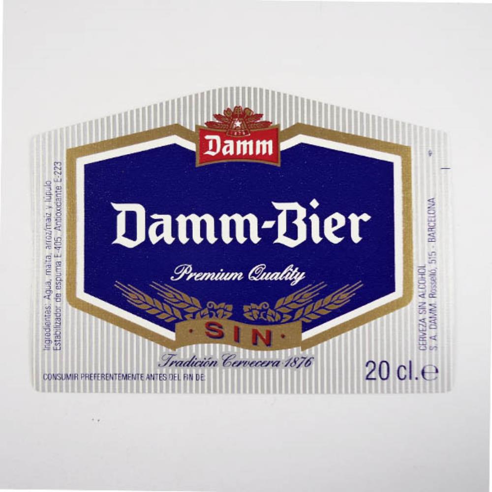 Rótulo de Cerveja Espanha Damm-Bier Sin 20cl