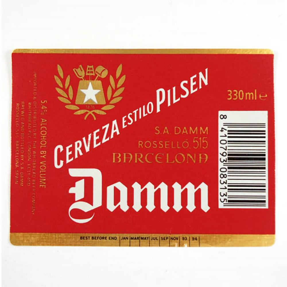 Rótulo De Cerveja Espanha Damm Cerveza Estilo Pils