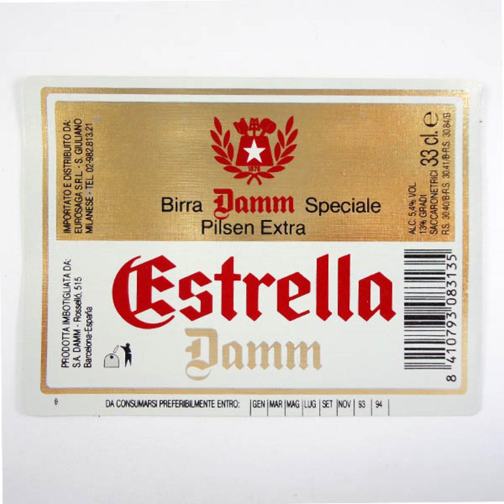 Rótulo De Cerveja Espanha Damm Estrella Damm 93-94