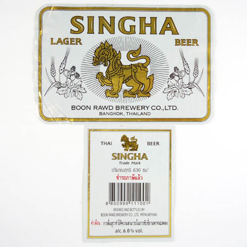 Rótulo de Cerveja Tailândia Singha Lager Beer