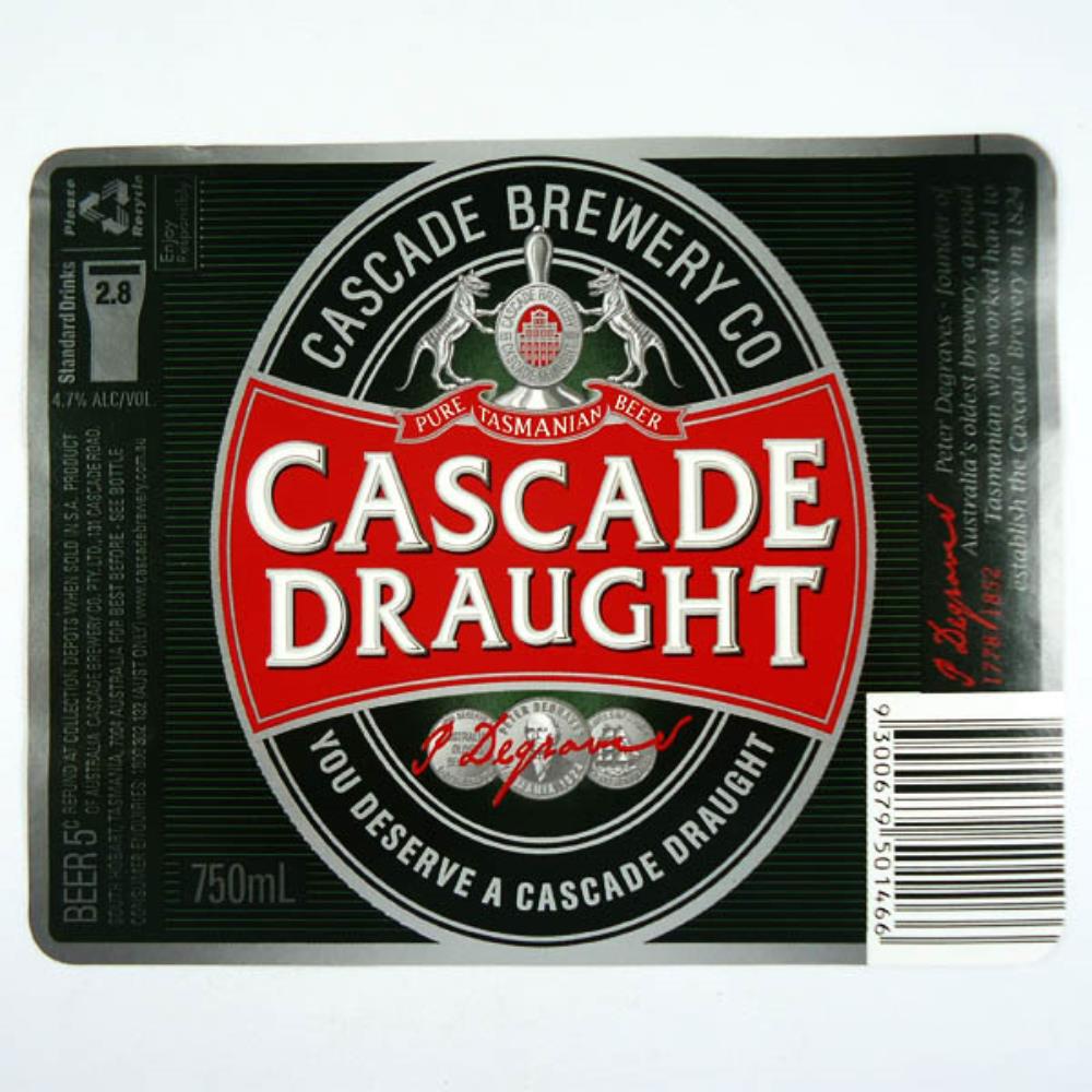 Rótulo De Cerveja Austrália Cascade Draught