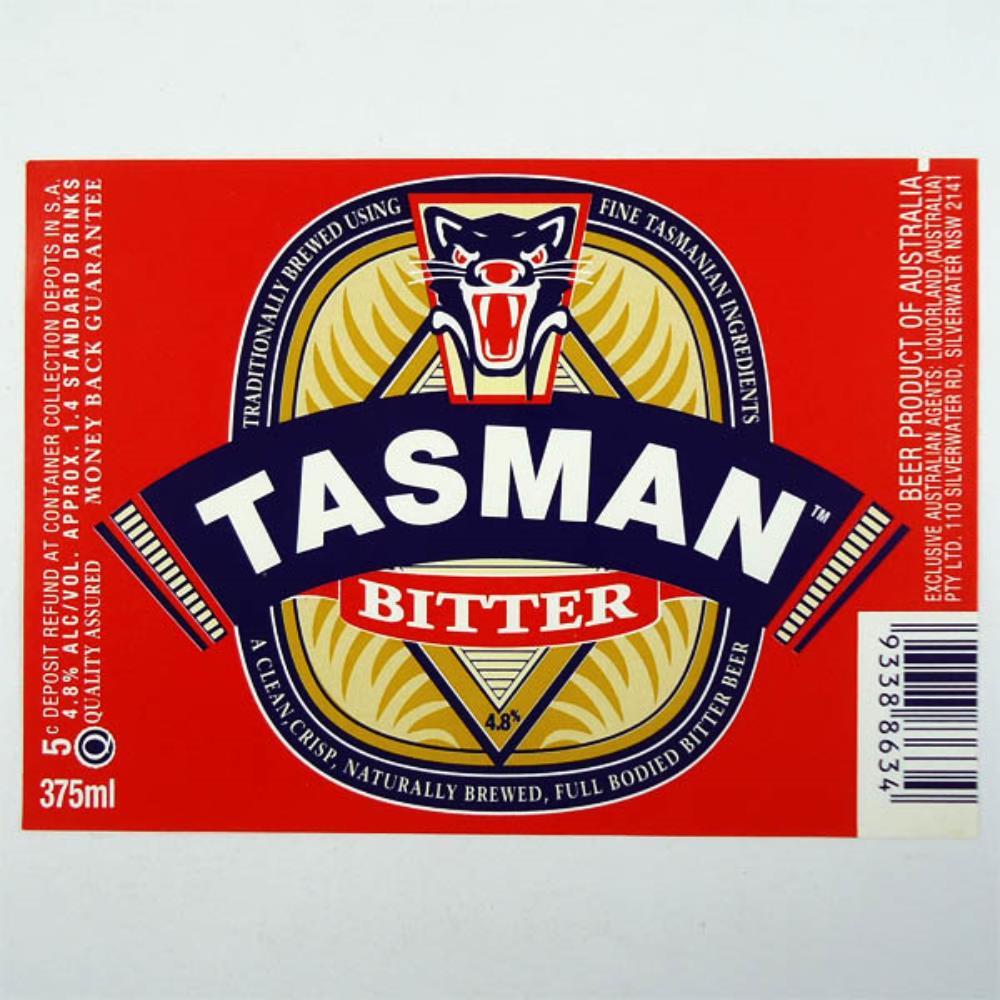 Rótulo De Cerveja Austrália Tasman Bitter