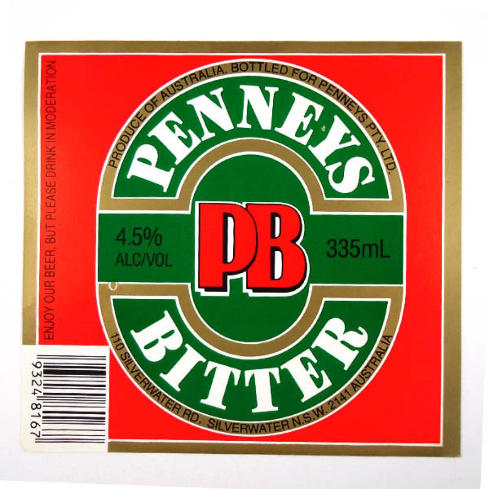 Rótulo de Cerveja Austrália Penneys Bitter 335ml