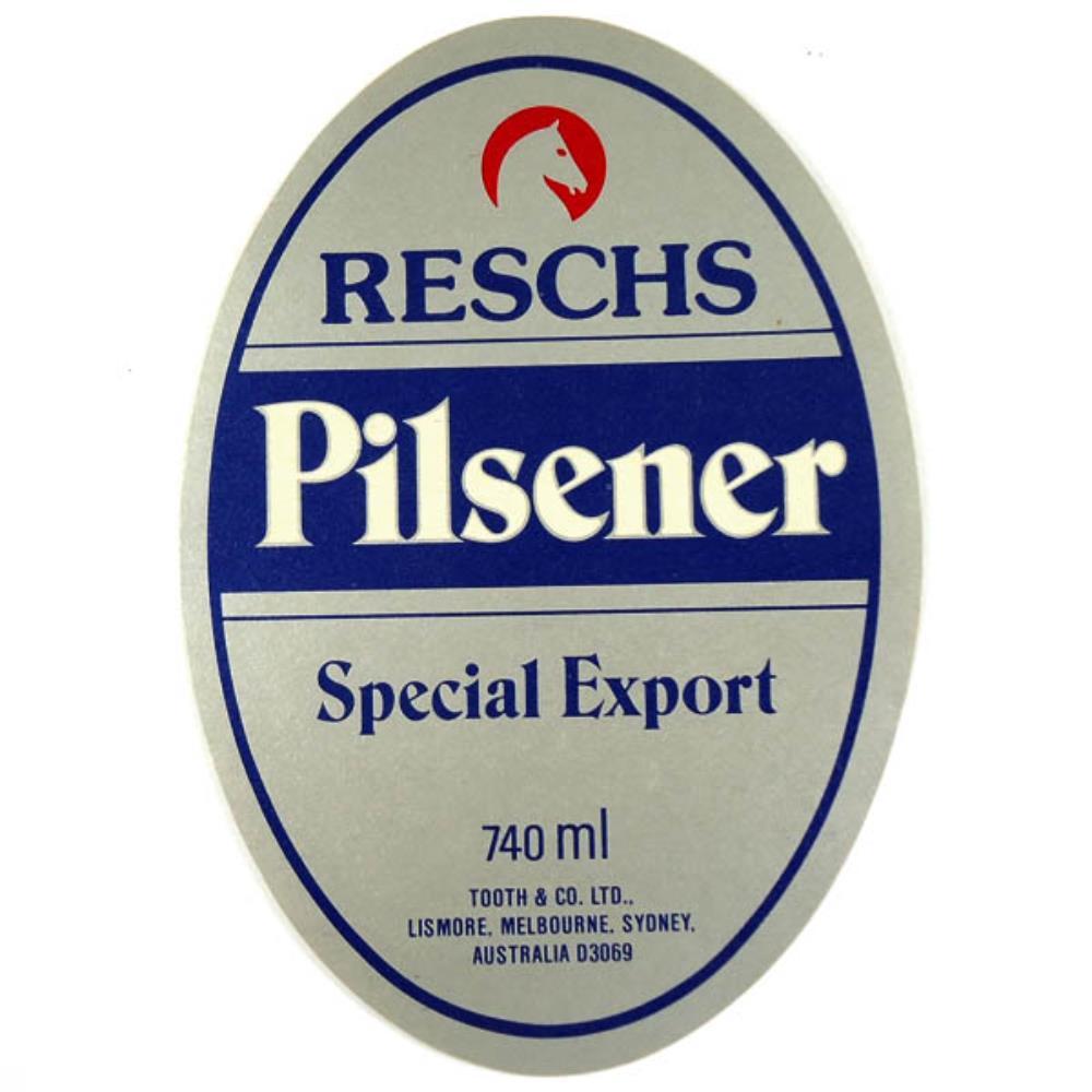 Rótulo de Cerveja Austrália Reschs Pilsener Specia