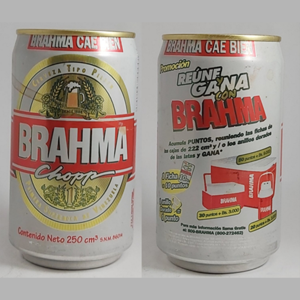 Brahma 250 ml Venezuela Cae Bien com prêmios  (lata vazia)