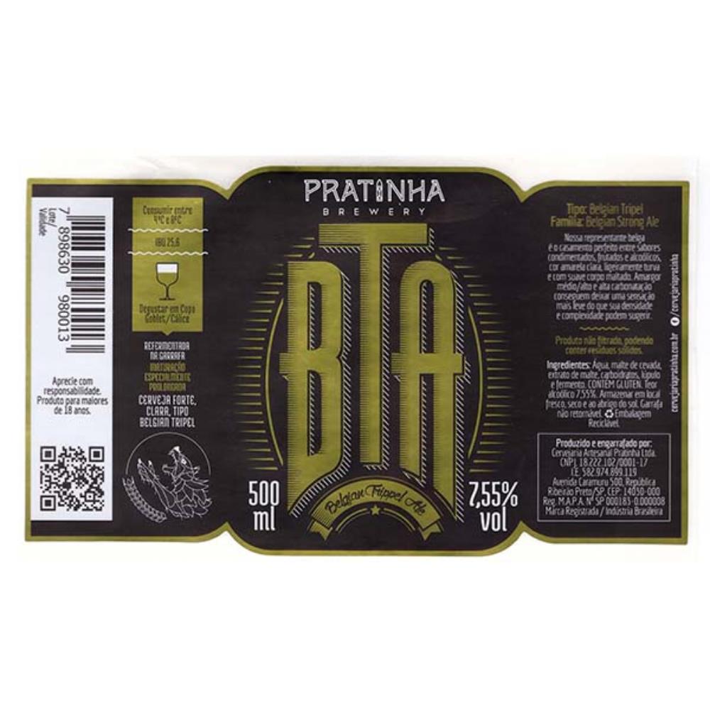 Pratinha BTA Belgian Trippel Ale 500 ml - 2020