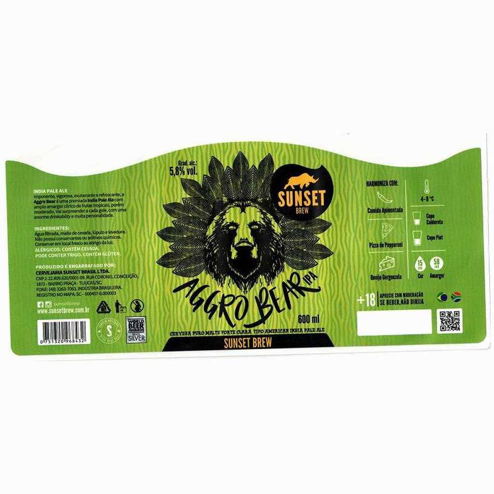 Sunset Brew Aggro Bear Ipa 600 ml