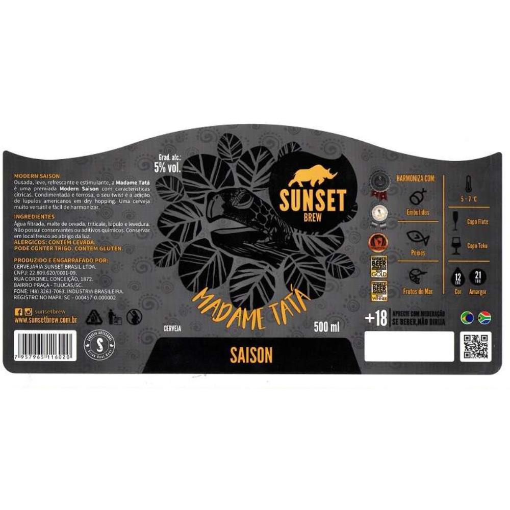 Sunset Brew Madame Tatá Saison 500 ml