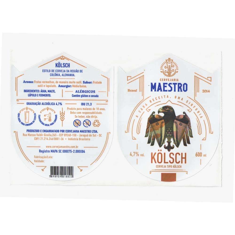 Maestro Cervejaria Kolsch  600 ml