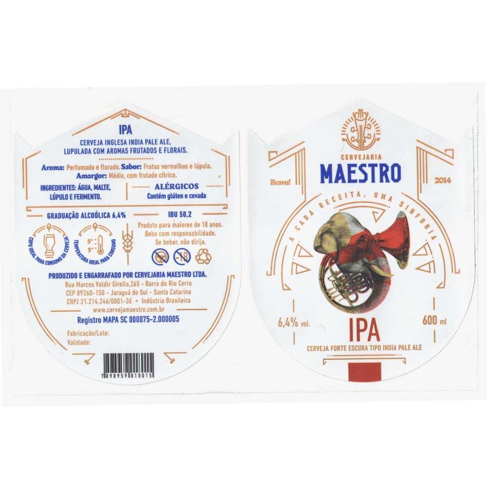 Maestro Cervejaria IPA  600 ml