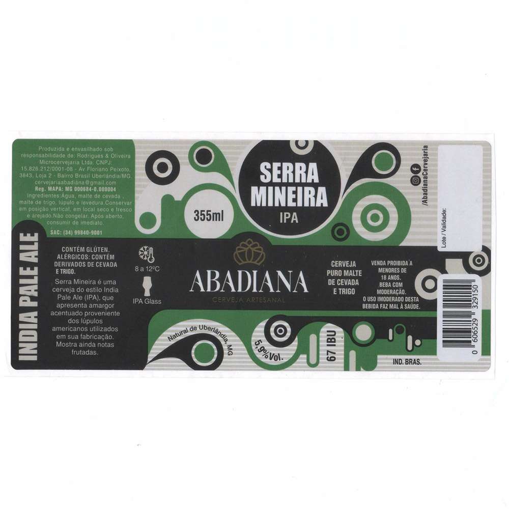Abadiana Cervejaria - Serra Mineira 355ml (rótulo menor)