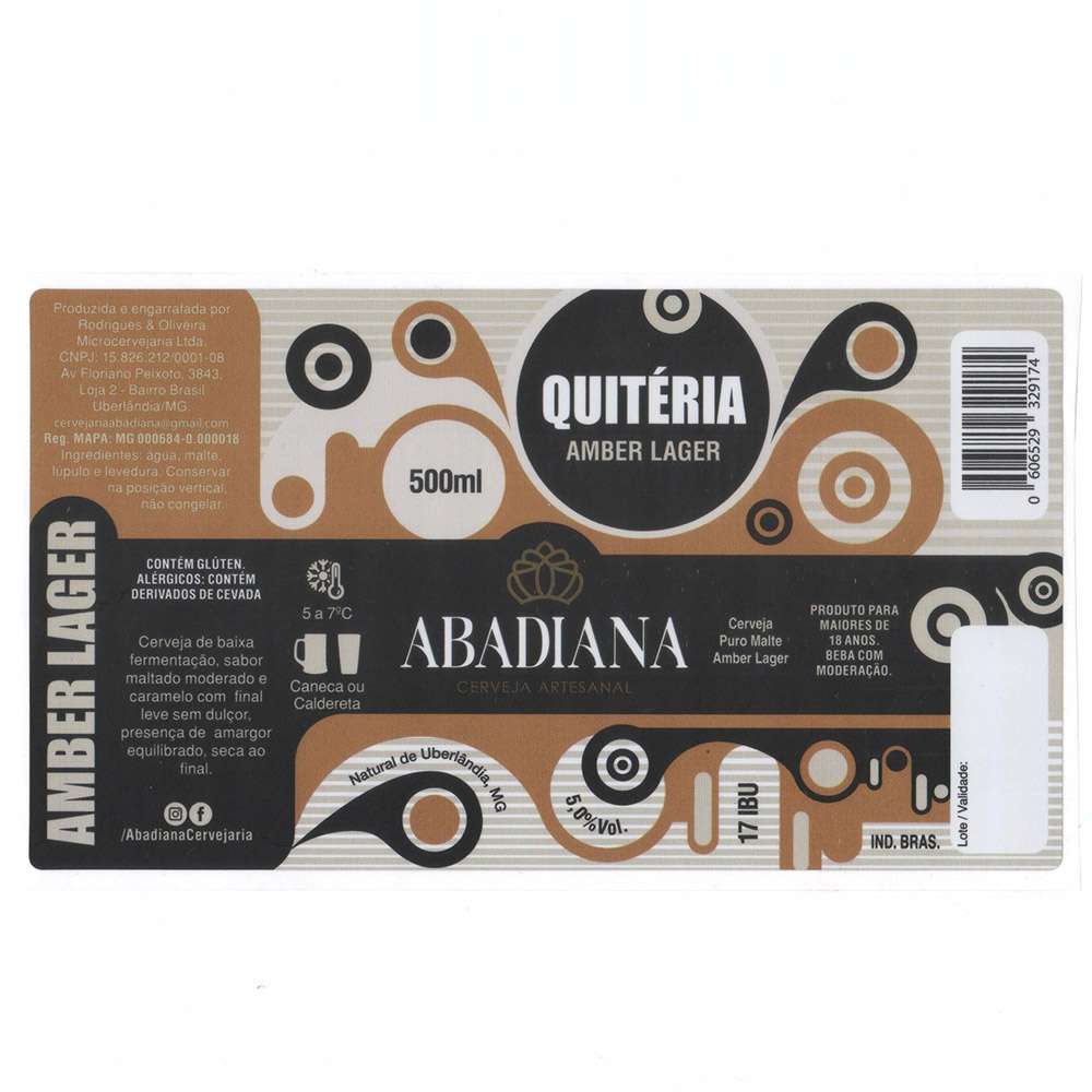 Abadiana Cervejaria - Quitéria AMER LAGER 500ML