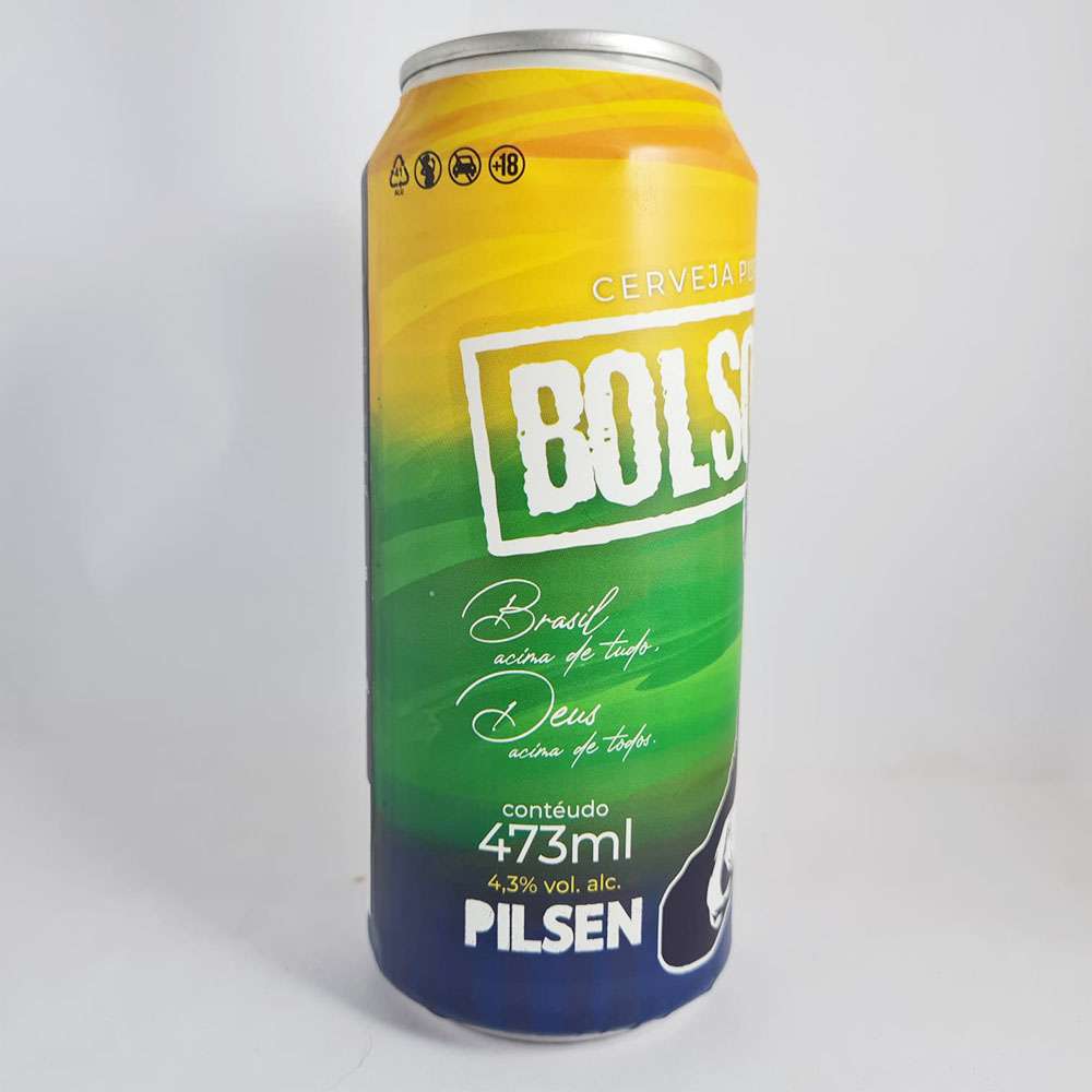 Lata de cerveja vazia Bolsonaro - 473ml Pilsen