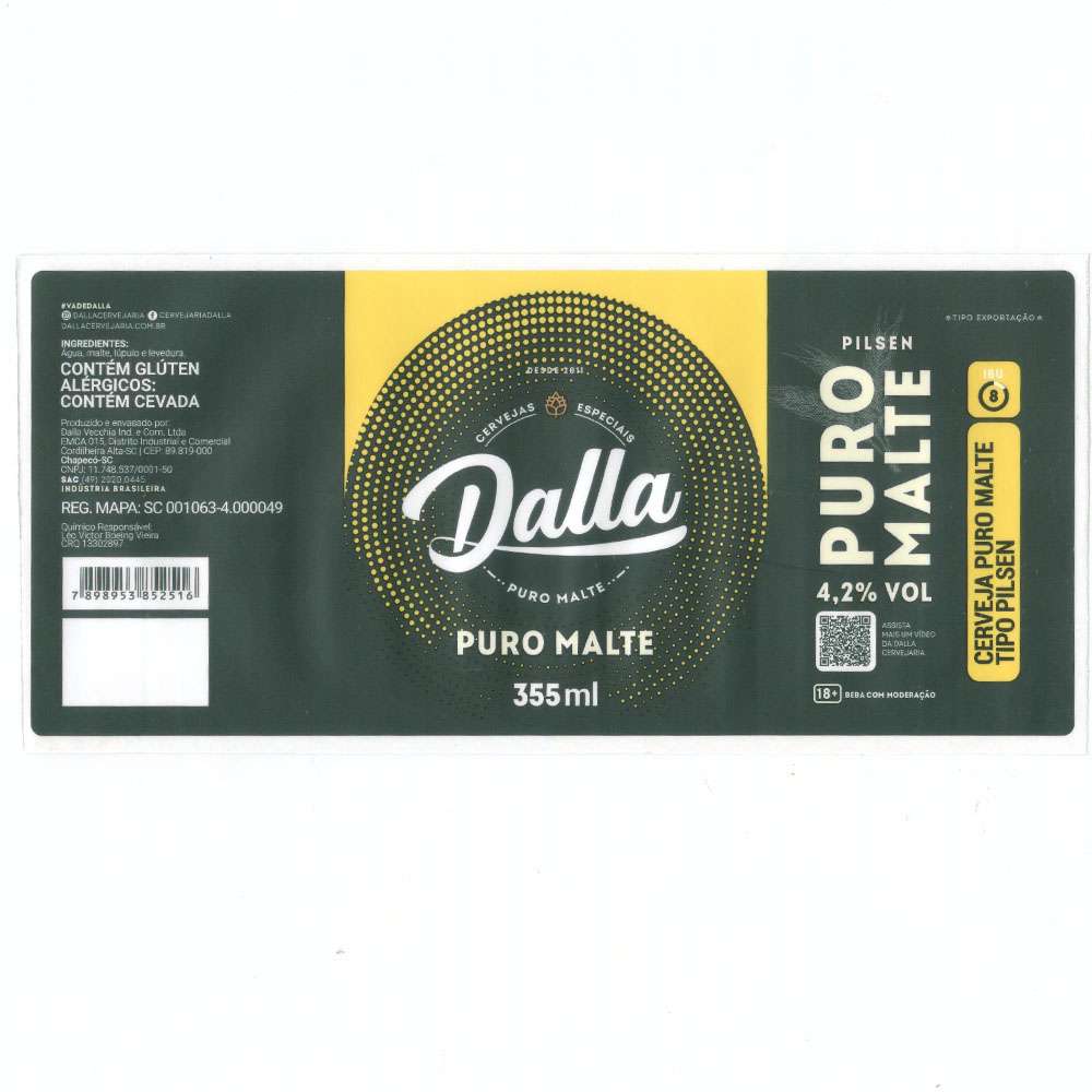 Cervejas Especiais Dalla - Puro Malte 355ml