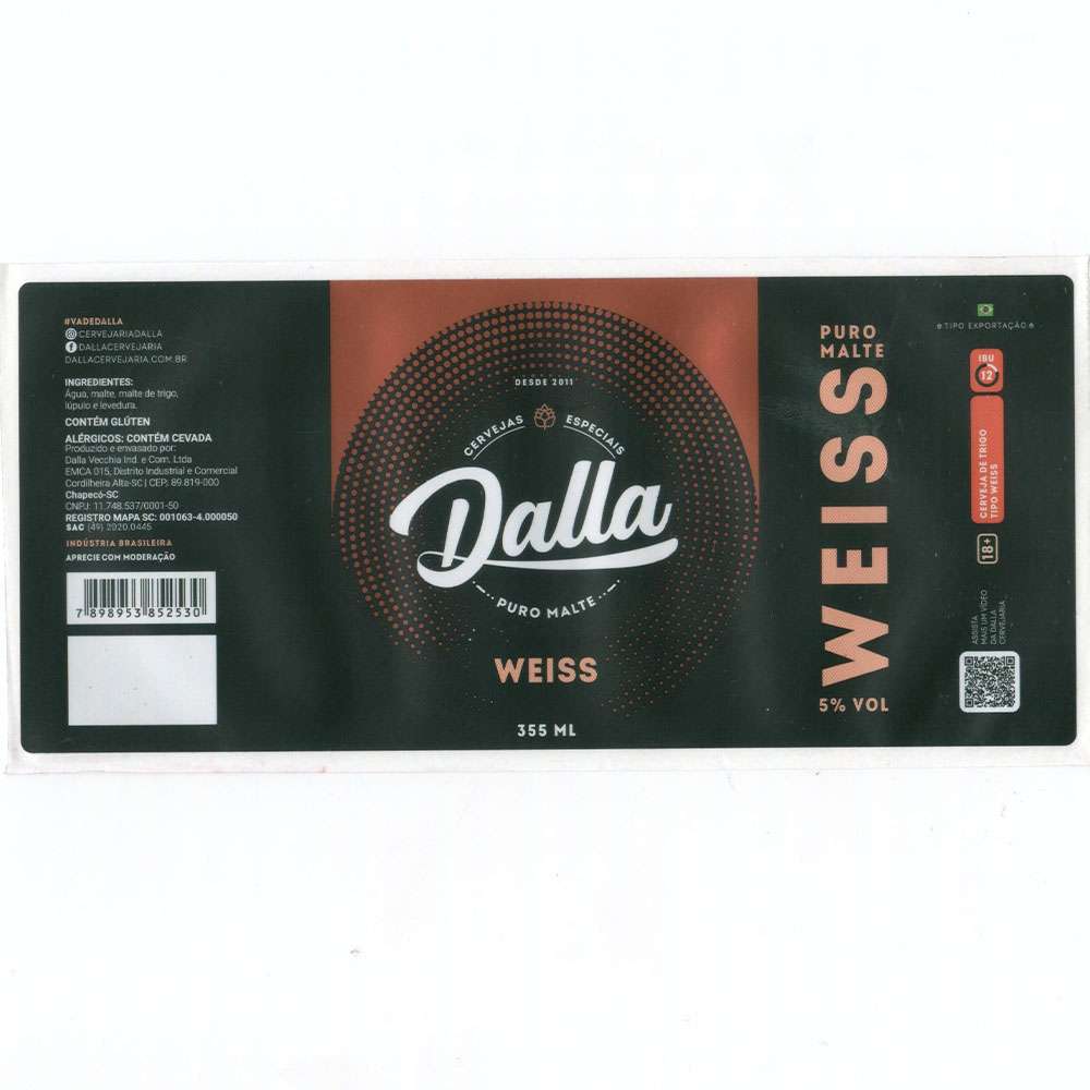 Cervejas Especiais Dalla - Weiss 355ml