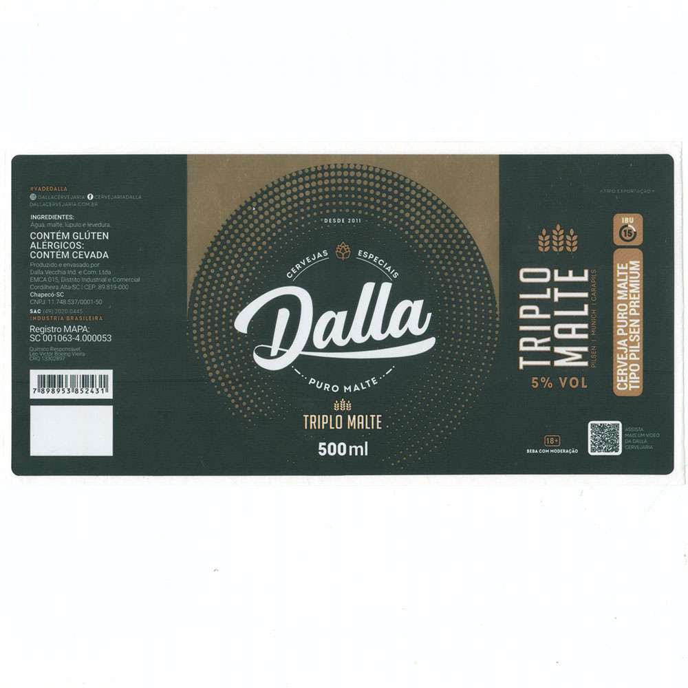 Cervejas Especiais Dalla - Triplo Malte 500ml