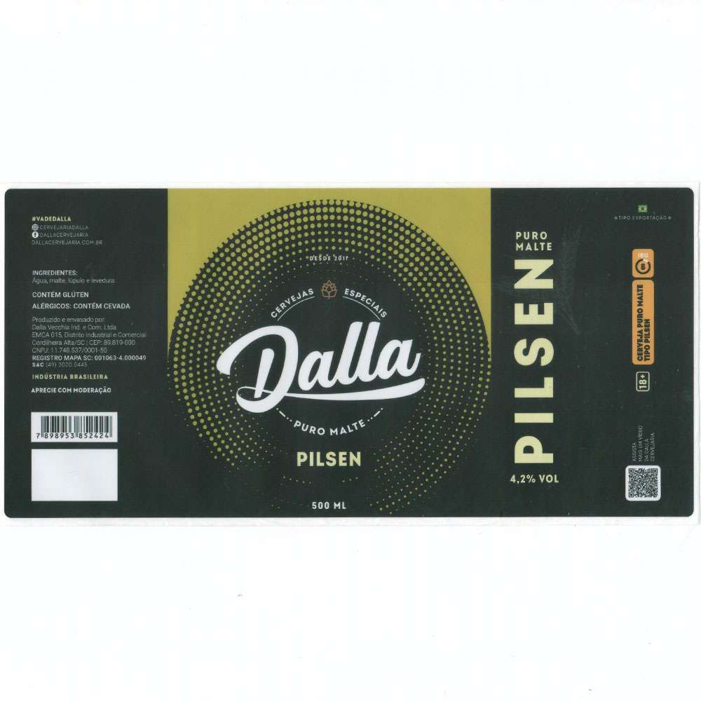 Cervejas Especiais Dalla - Pilsen 500ml
