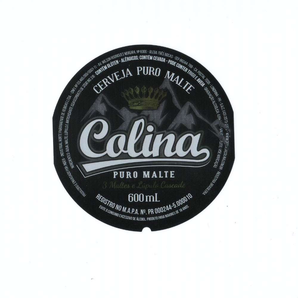 Colina - Puro Malte 3 Maltes e Lúpulo Cascade 600ml