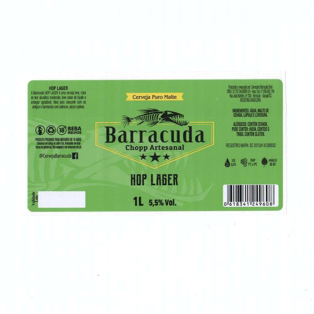 Barracuda Chopp Artesanal - Hop Lager 1L