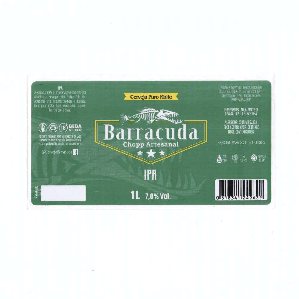 Barracuda Chopp Artesanal - Ipa 1L