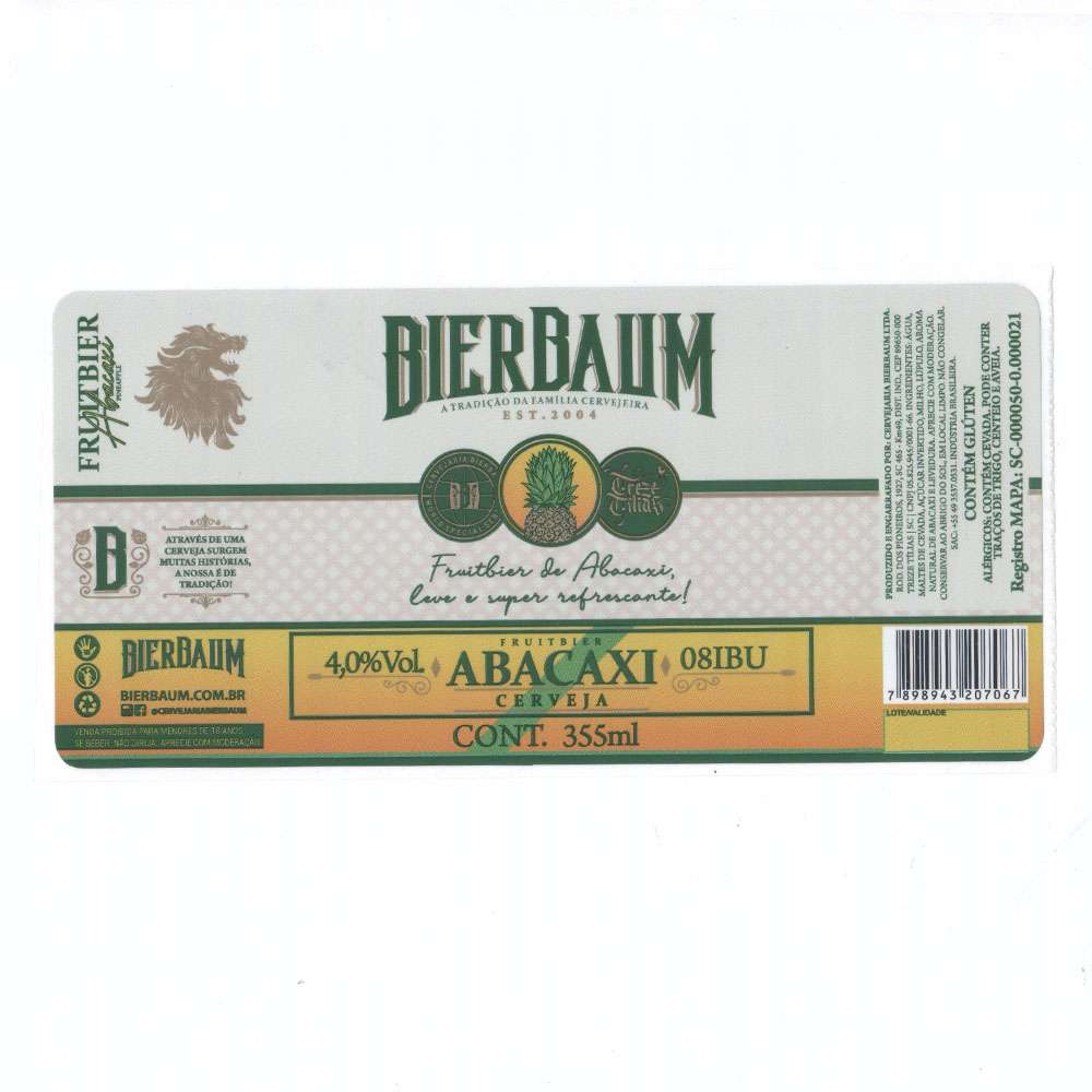 Bierbaum A tradição da família cervejeira - Fruitbier Abacaxi