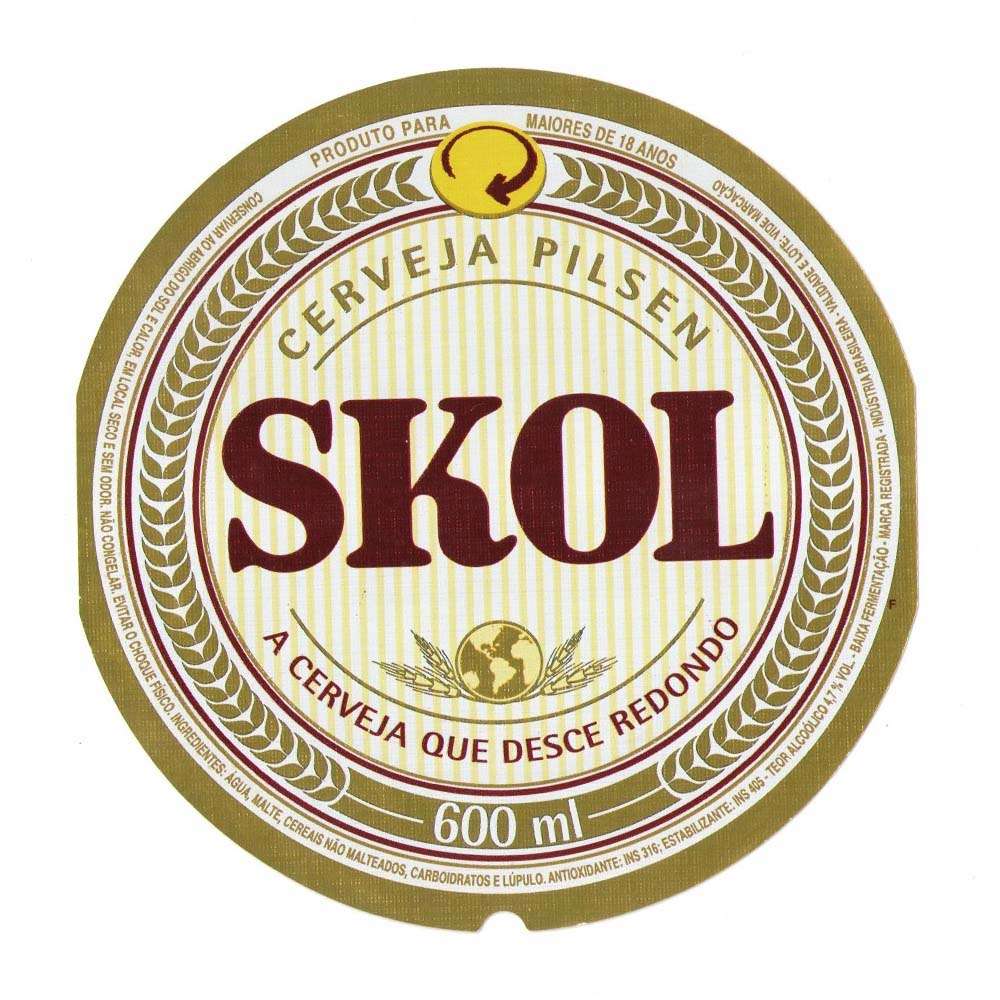 Skol a Cerveja que Desce Redondo 600 ml (Rótulo Dourado)  F